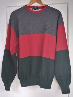Vintage 80s 90s Polo Ralph Lauren Sweatshirt S Colorblock Hong Kong Crest